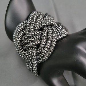 Womens Braided Twisted Dark Gray Bracelet Lobster Close 2" Width 7" Size